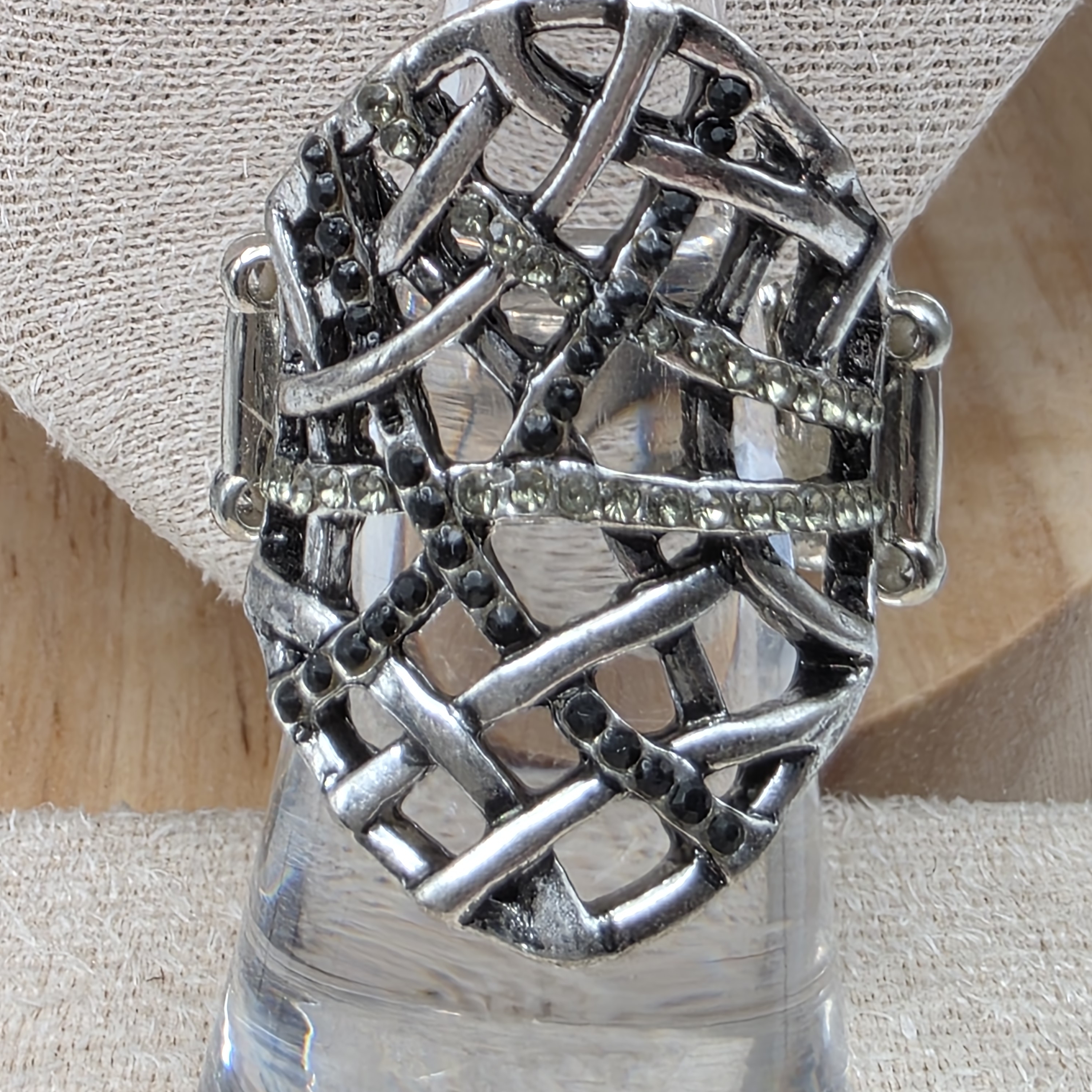 Paparazzi Silver And Black Woven Ring 966